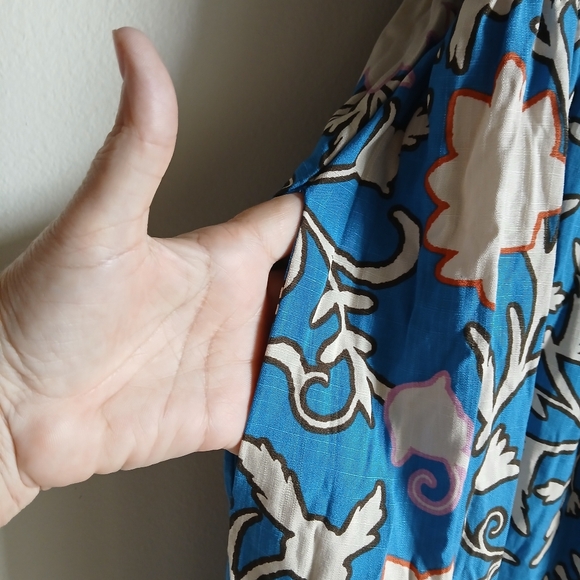 Women’s Knox Rose Blue Floral Puff Sleeve Layered Ruffle Hem Wrap Maxi Dress NWT - Picture 7 of 14